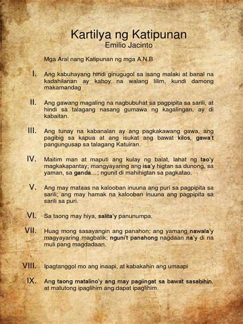 kartilya ng katipunan ppt|The teachings of the katipunan(kartilya) .